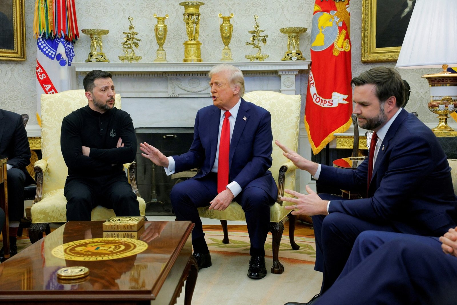 Photo: President Donald Trump meets with Ukrainian President Volodymyr Zelenskyy as vice president JD Vance reacts at the White House in Washington, DC, on February 28, 2025.