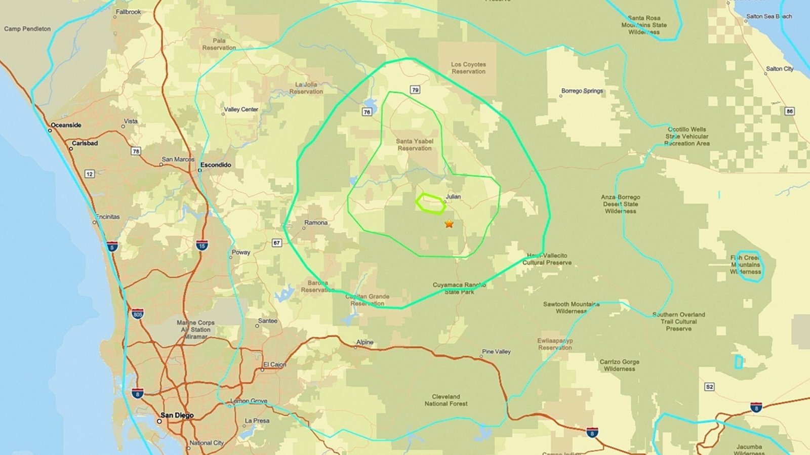 5.2 Magnitude The earthquake beaten in the San Diego area
